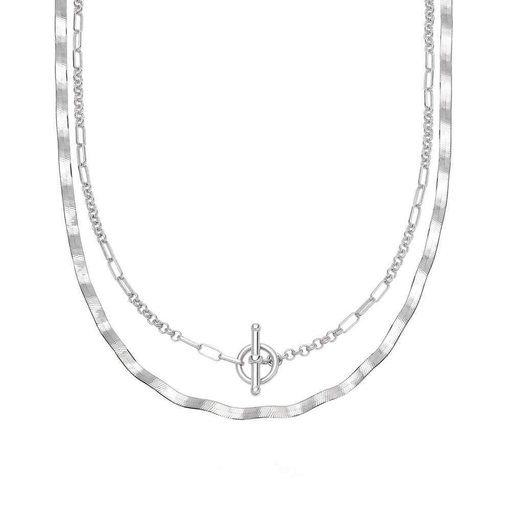 Daisy London Silver Wavy Interlock Necklace Layering Set - MococoDaisy LondonGSET76Jewellery Sets