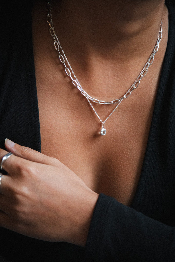 Daisy London Silver White Topaz April Birthstone Charm Necklace - MococoDaisy LondonBS16_SLVNecklaces