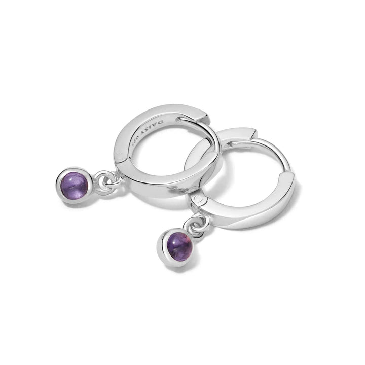 Daisy London Sterling Silver Amethyst Healing Huggie Hoops - MococoDaisy LondonHE3002_SLV5056104108888Earrings