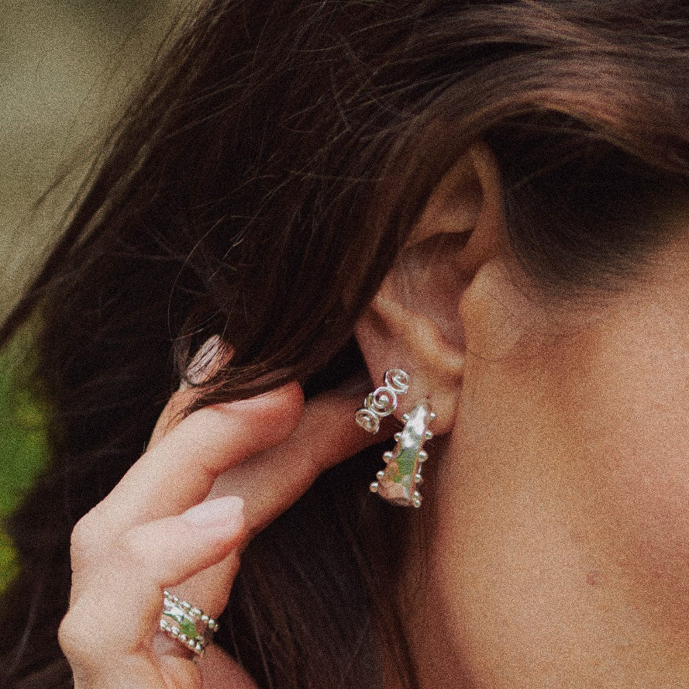 Daisy London Sterling Silver Amulet Bobble Hoop Earrings 1