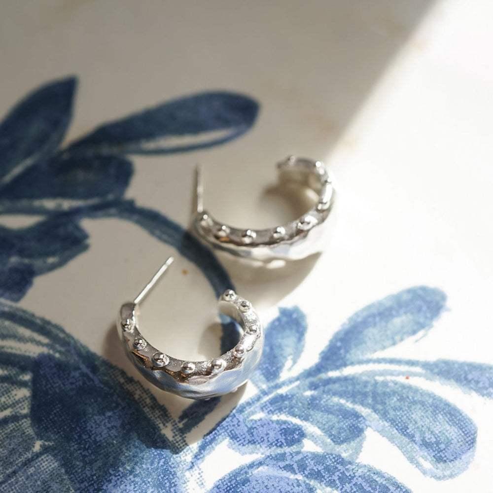 Daisy London Sterling Silver Amulet Bobble Hoop Earrings 2