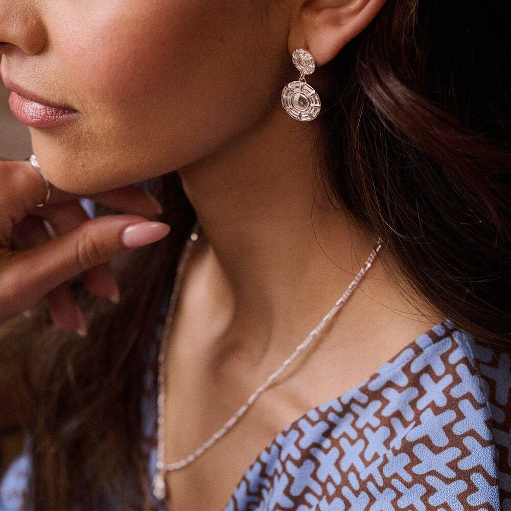 Daisy London Sterling Silver Apollo Earrings & Pendant Necklace Layering Set Additional Image - 1