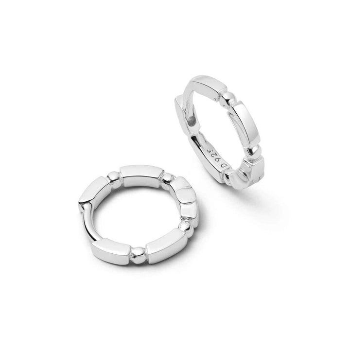 Daisy London Sterling Silver Bar &amp; Ball Huggie Hoop Earrings