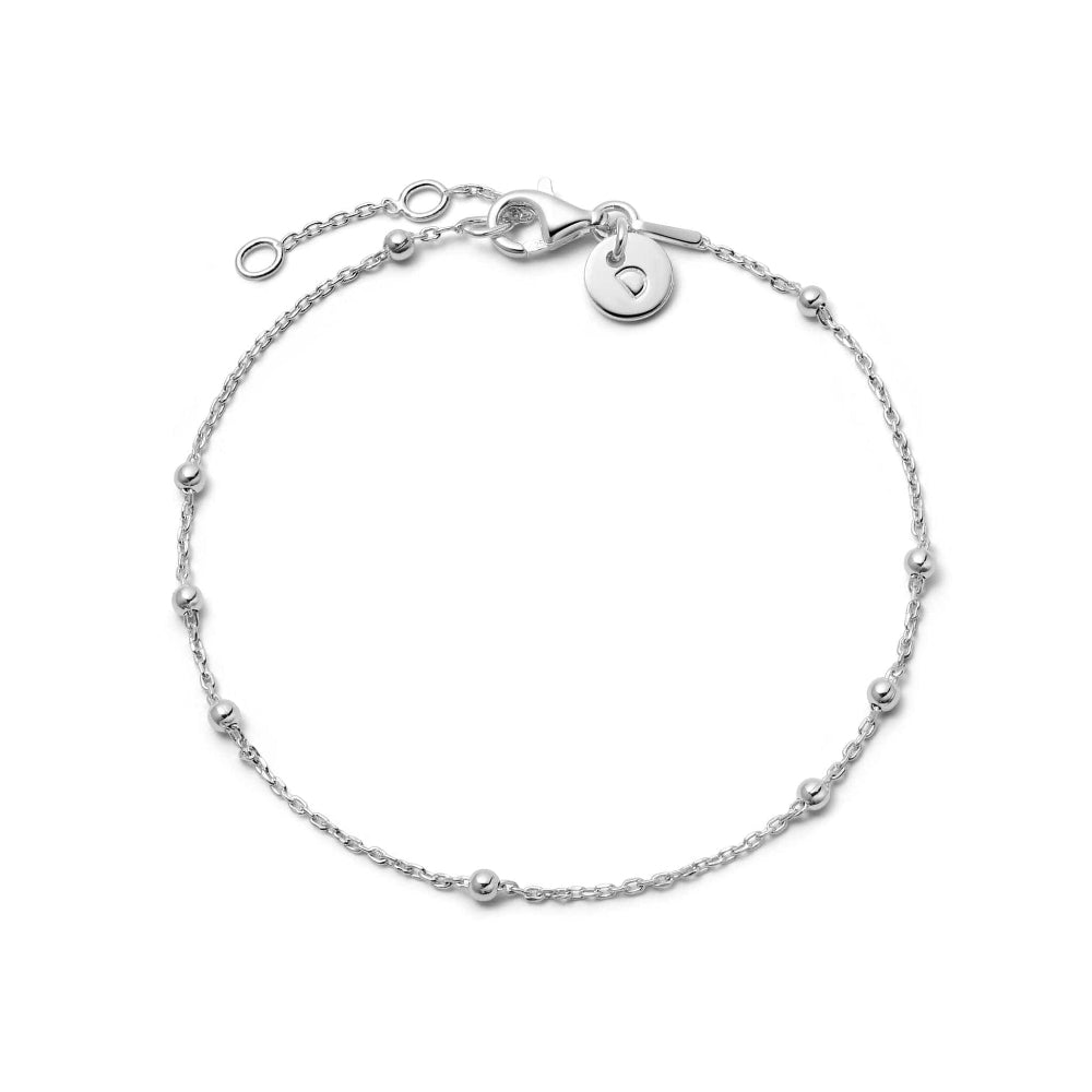 Daisy London Sterling Silver Beaded Layering Chain Bracelet 