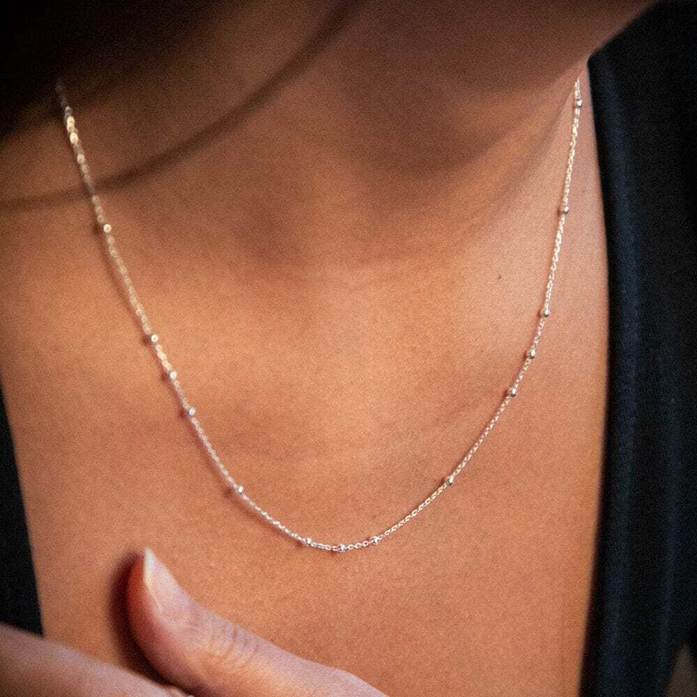 Daisy London Sterling Silver Beaded Layering Chain Necklace Additional Image - 1