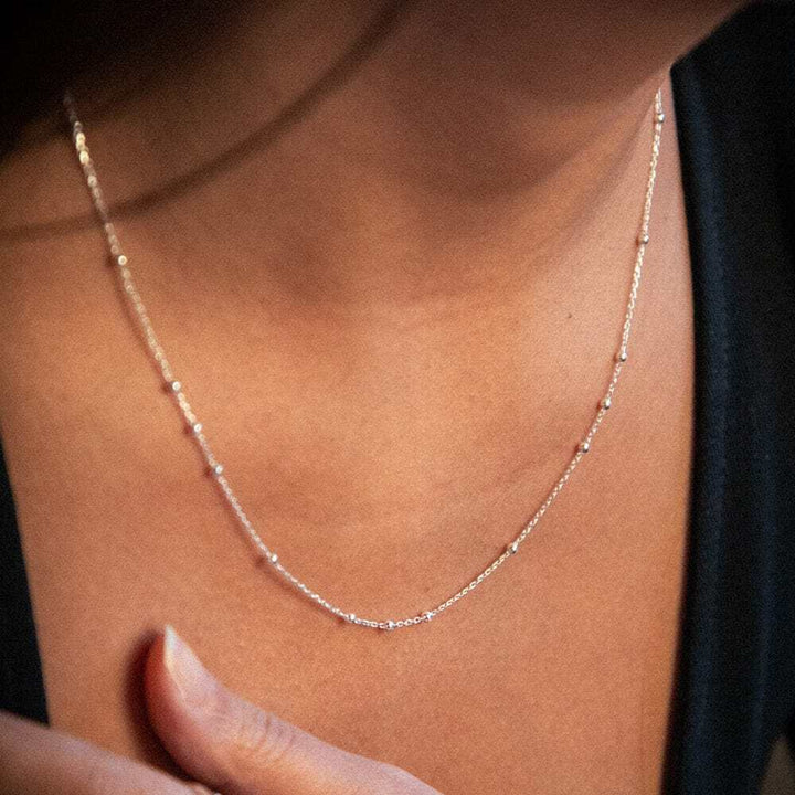 Daisy London Sterling Silver Beaded Layering Chain Necklace Additional Image - 1