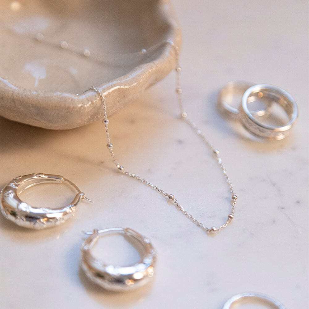 Daisy London Sterling Silver Beaded Layering Chain Necklace Additional Image - 2