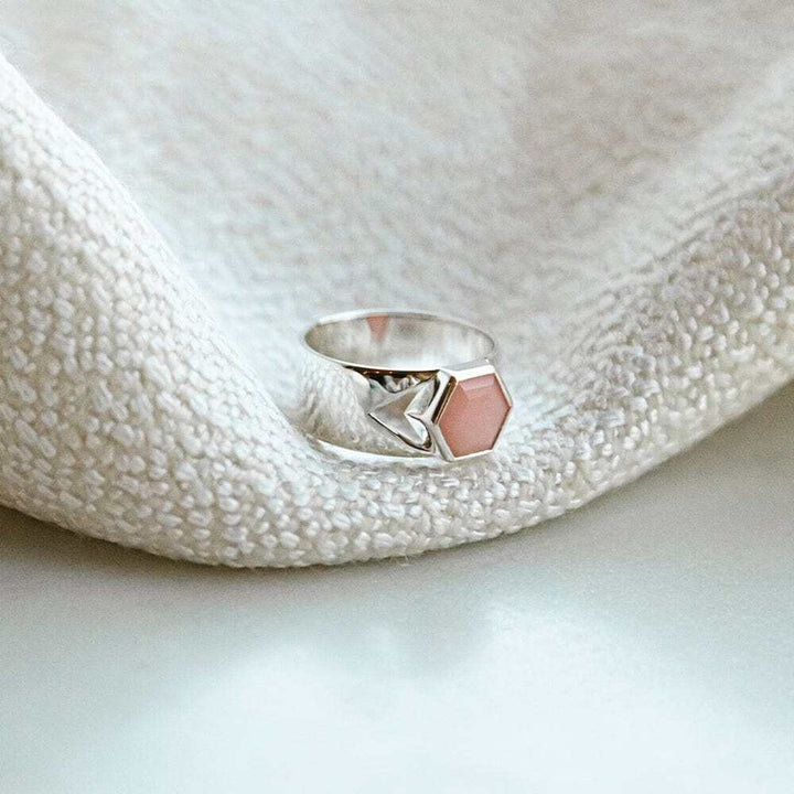 Daisy London Sterling Silver Beloved Bold Pink Opal Band Ring Additional Image - 2