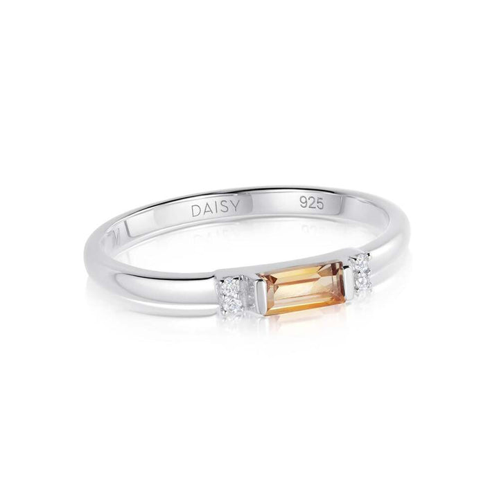 Daisy London Sterling Silver Beloved Fine Citrine Band Ring