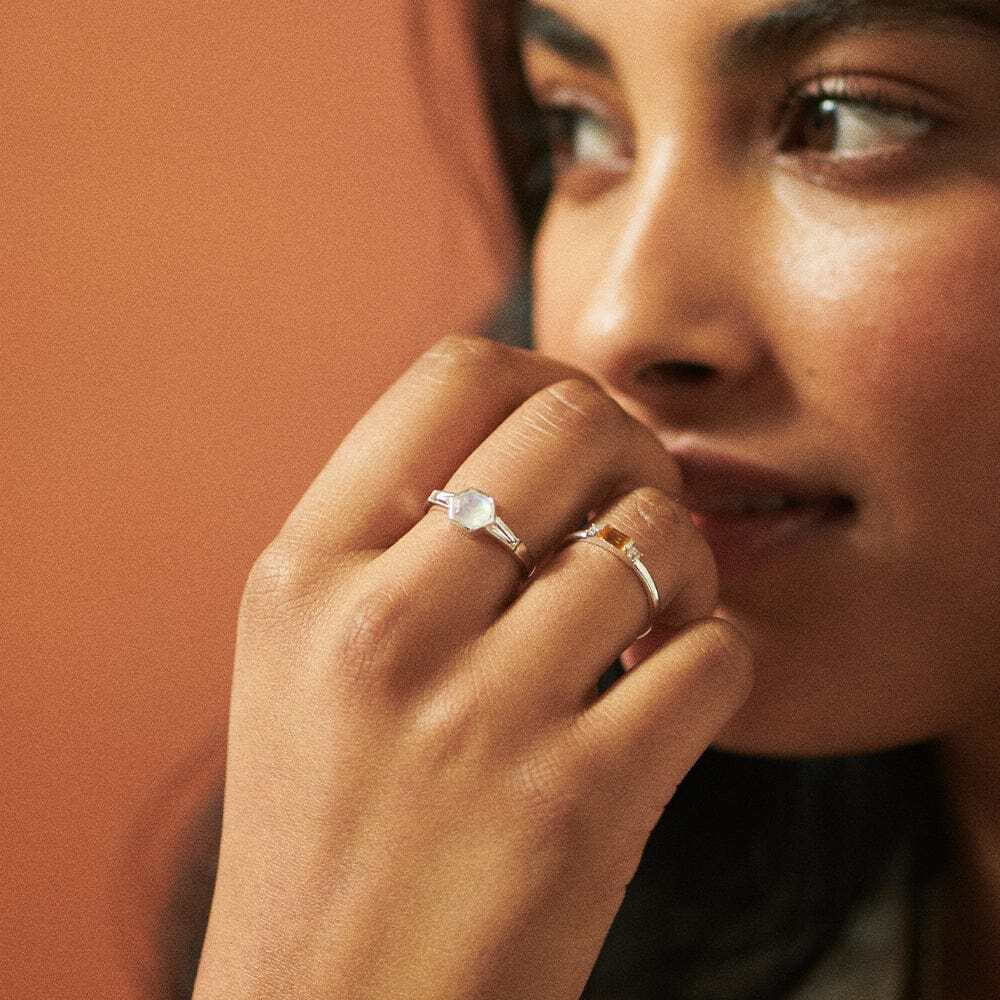 Daisy London Sterling Silver Beloved Fine Citrine Band Ring Additional Image - 1