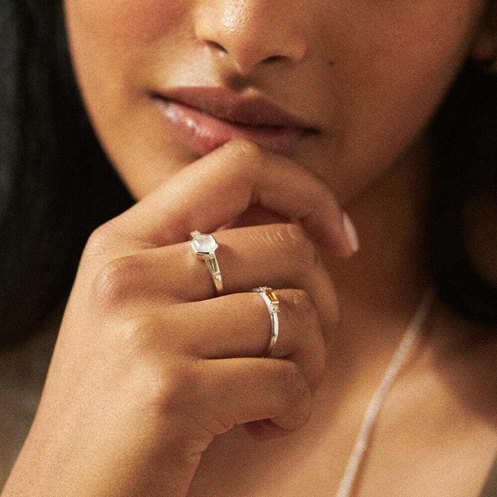 Daisy London Sterling Silver Beloved Fine Citrine Band Ring Additional Image - 2
