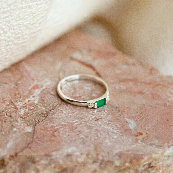 Daisy London Sterling Silver Beloved Fine Green Onyx Band Ring Additional Image - 4