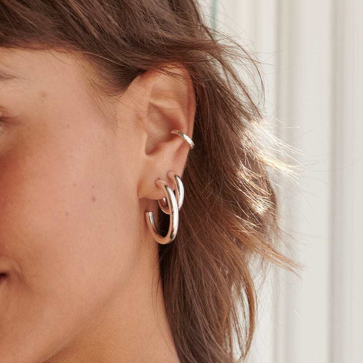 Daisy London Sterling Silver Bold Hoop Earrings Additional Image - 2