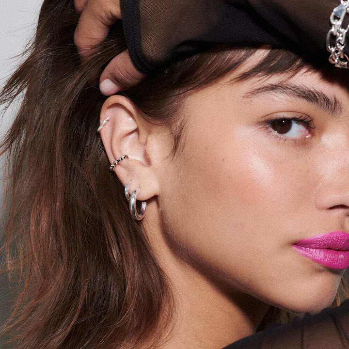Daisy London Sterling Silver Bold Hoop Earrings Additional Image - 3