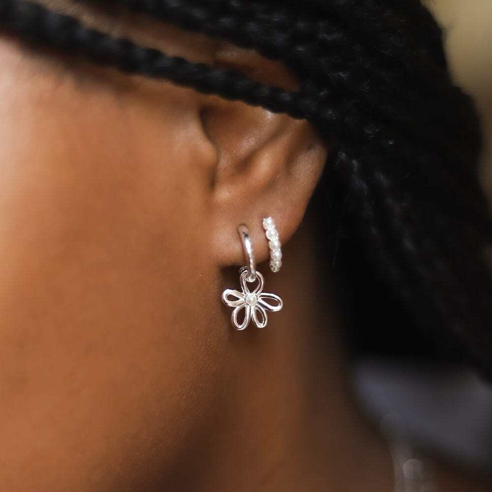 Daisy London Sterling Silver Daisy Bow Drop Earrings Additional Image - 1