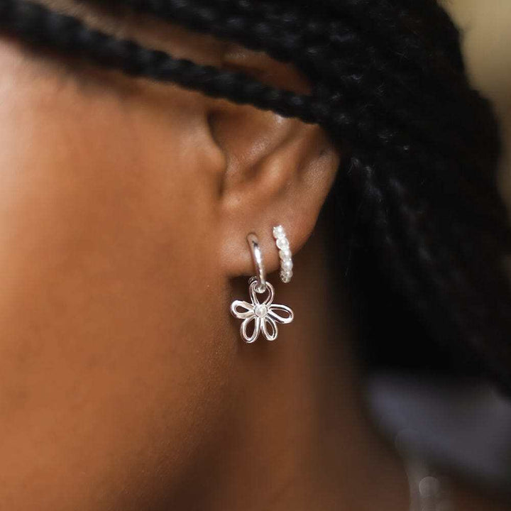 Daisy London Sterling Silver Daisy Bow Drop Earrings Additional Image - 1