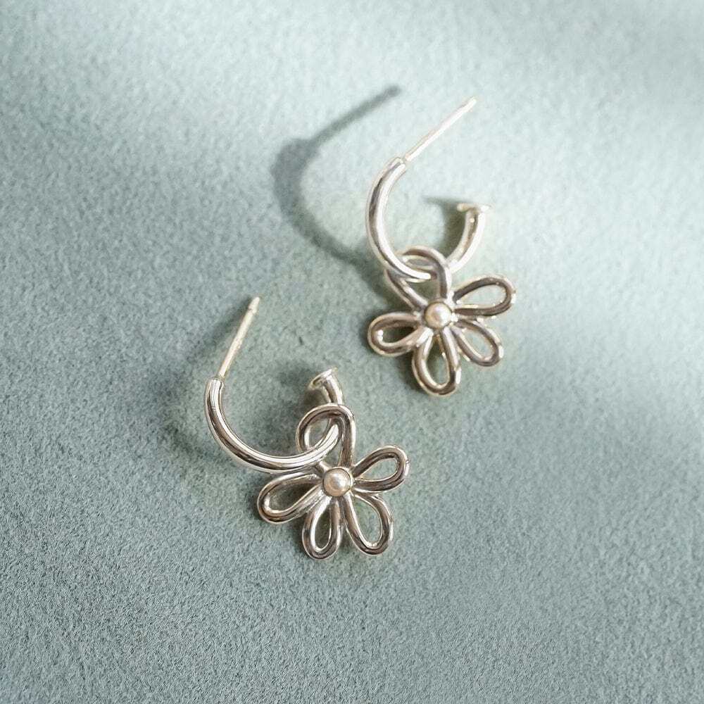 Daisy London Sterling Silver Daisy Bow Drop Earrings Additional Image - 2