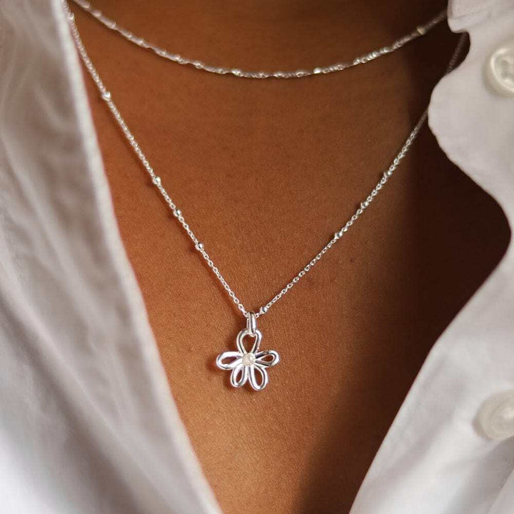 Daisy London Sterling Silver Daisy Bow Pendant Necklace Additional Image - 1