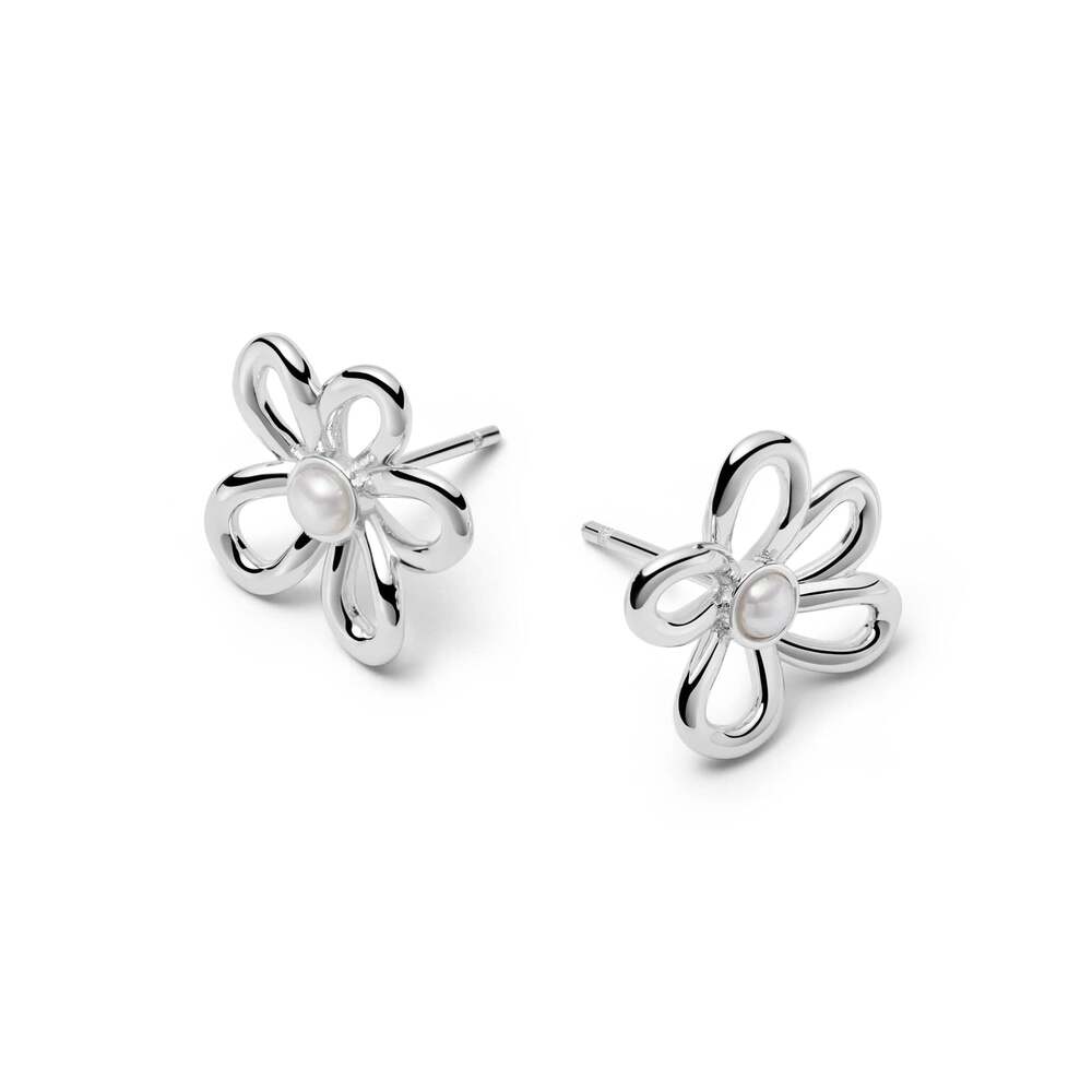 Daisy London Sterling Silver Daisy Bow Stud Earrings