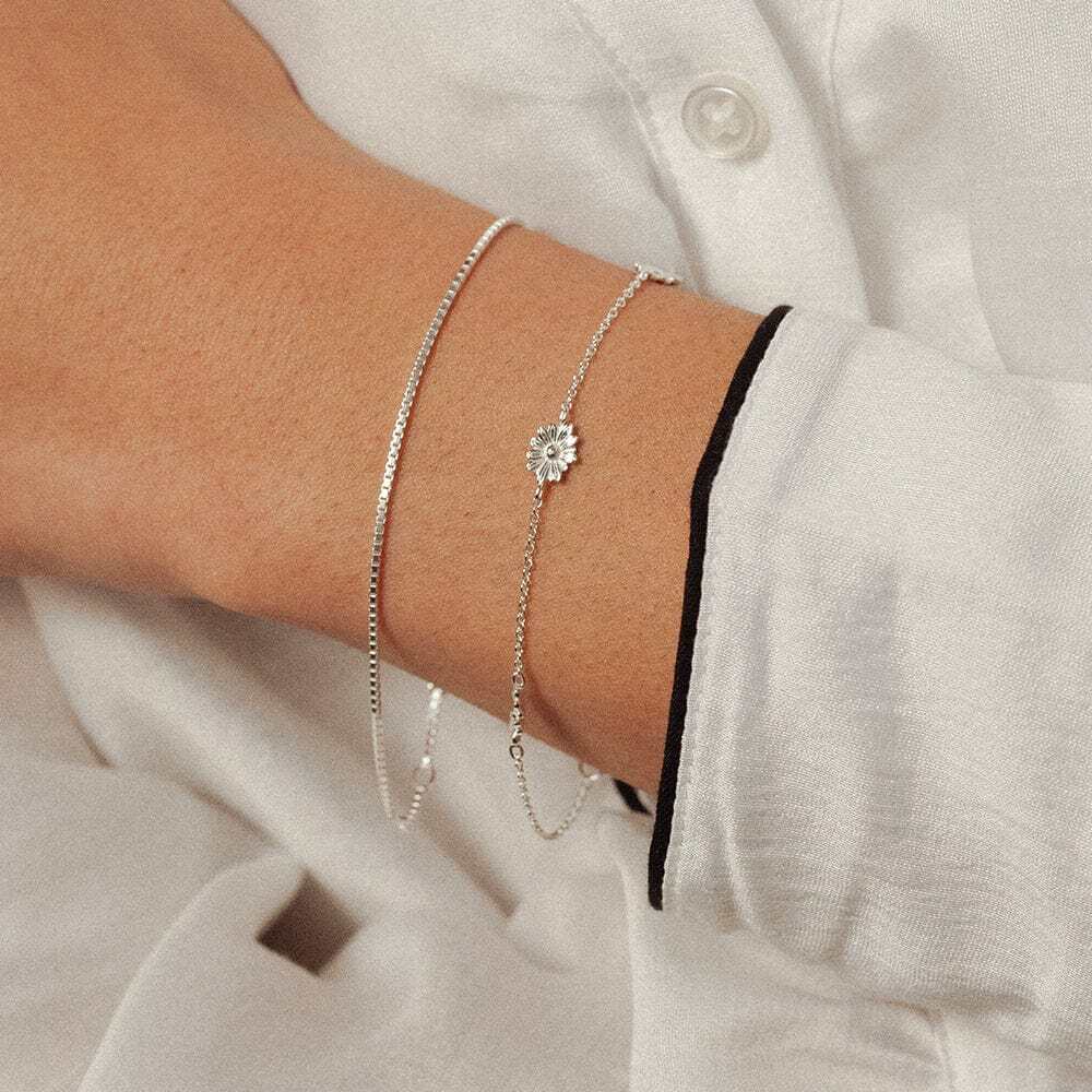Daisy London Sterling Silver Box Layering Chain Bracelet Additional Image - 1