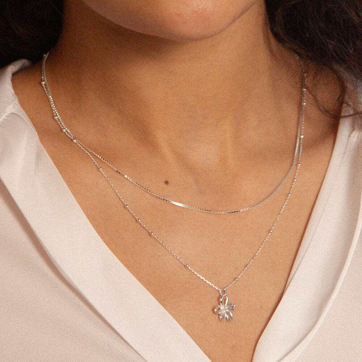 Daisy London Sterling Silver Box Layering Chain Necklace Additional Image - 1