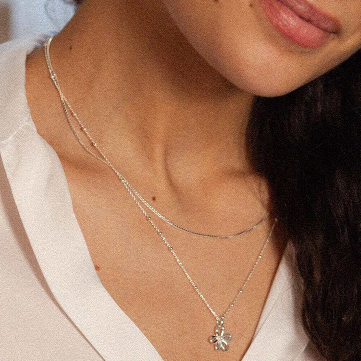 Daisy London Sterling Silver Box Layering Chain Necklace Additional Image - 2