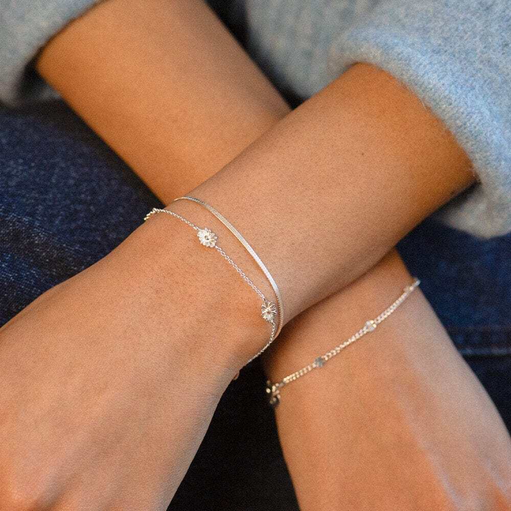 Daisy London Sterling Silver Chain Bracelet Stack Additional Image - 1