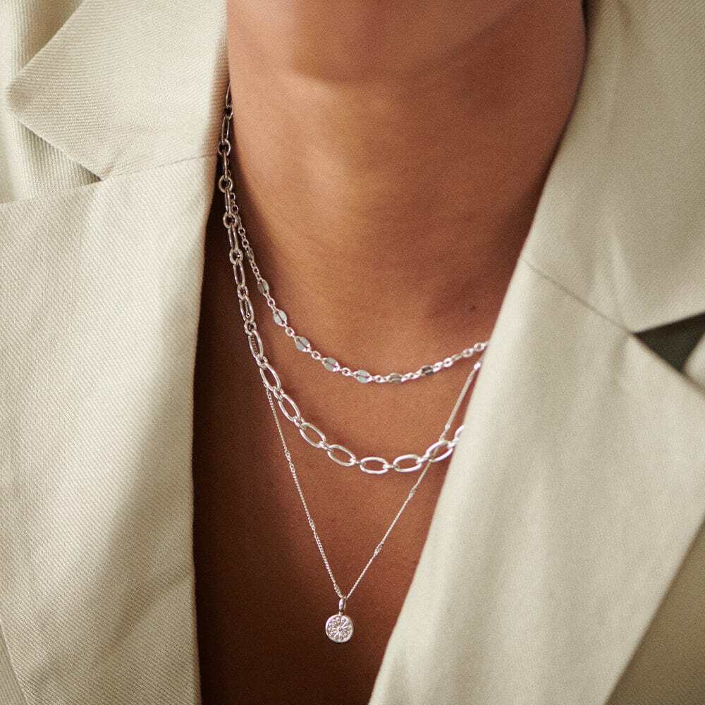 Daisy London Sterling Silver Chunky Linked Chain Necklace Additional Image - 1