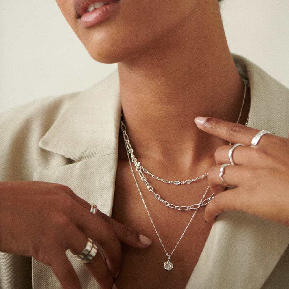 Daisy London Sterling Silver Chunky Linked Chain Necklace Additional Image - 2
