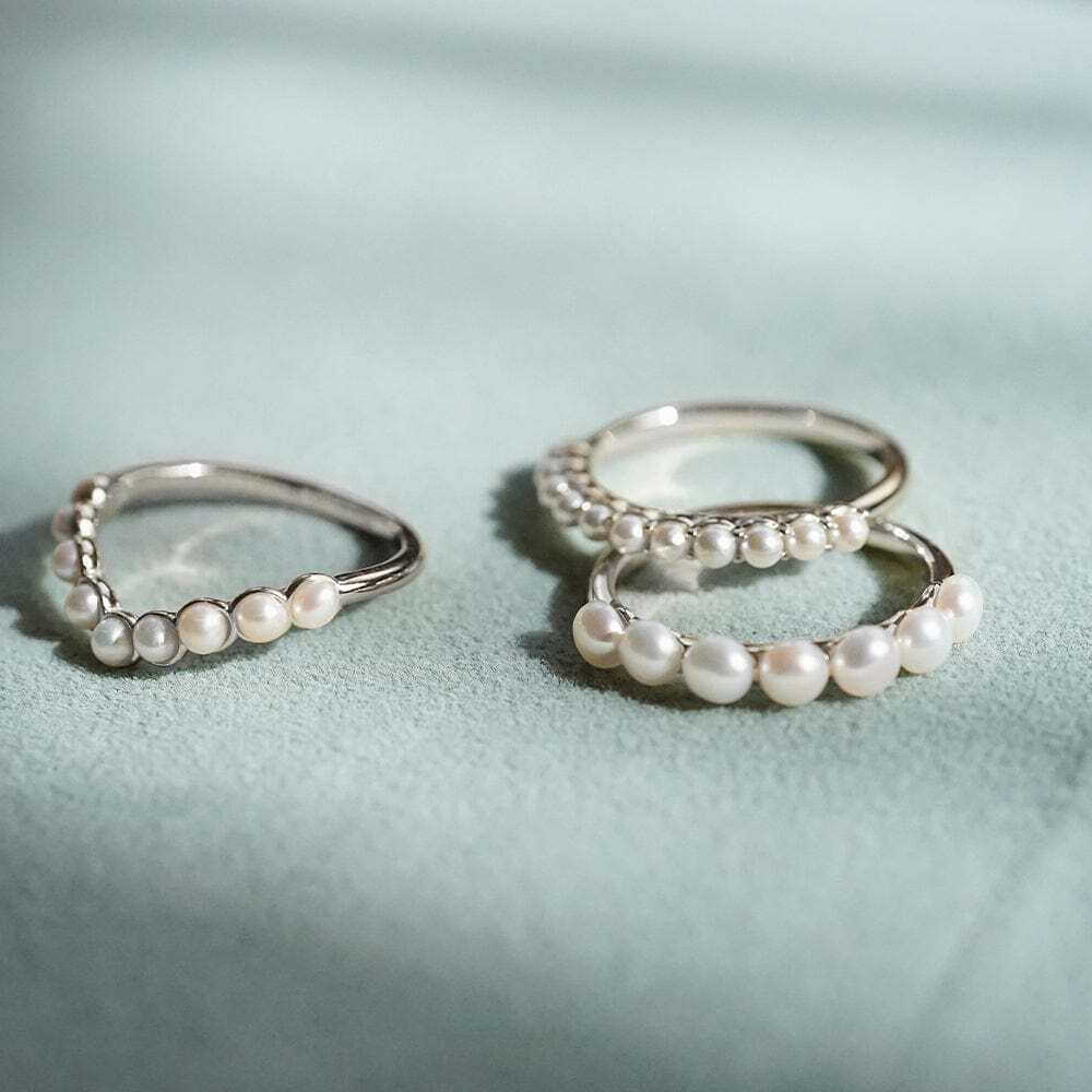 Daisy London Sterling Silver Chunky Pearl Band Ring Additional Image - 1