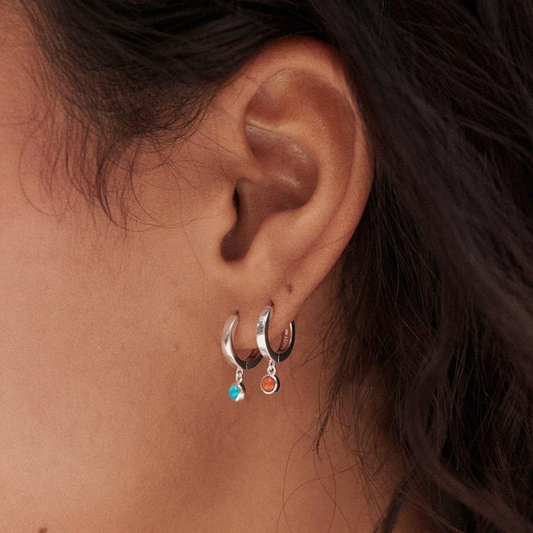 Daisy London Sterling Silver Coral Healing Stones Huggie Earrings - MococoDaisy LondonHE3012_SLVEarrings