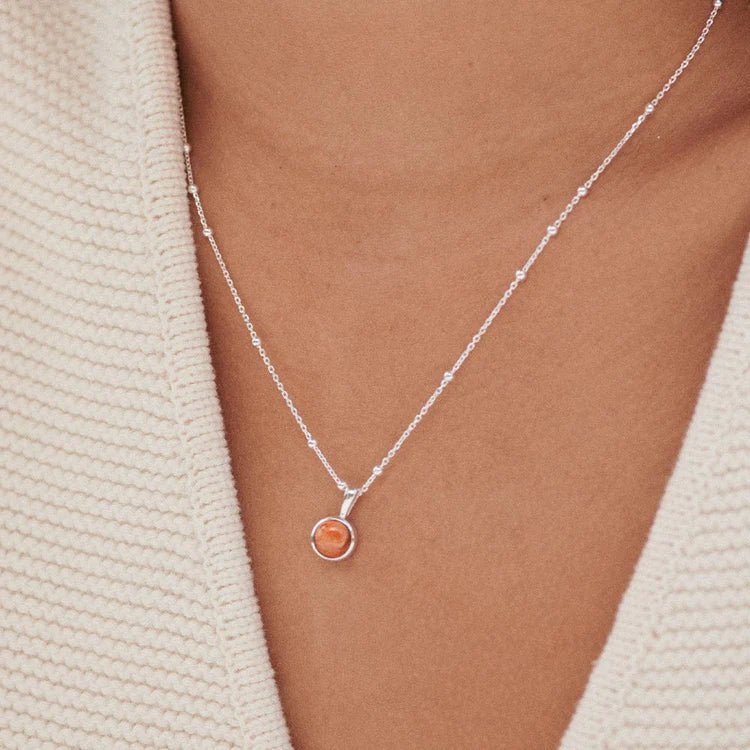 Daisy London Sterling Silver Coral Healing Stones Necklace - MococoDaisy LondonHN2012_SLVNecklaces