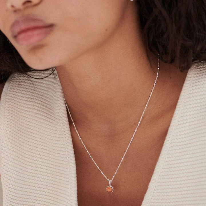 Daisy London Sterling Silver Coral Healing Stones Necklace - MococoDaisy LondonHN2012_SLVNecklaces