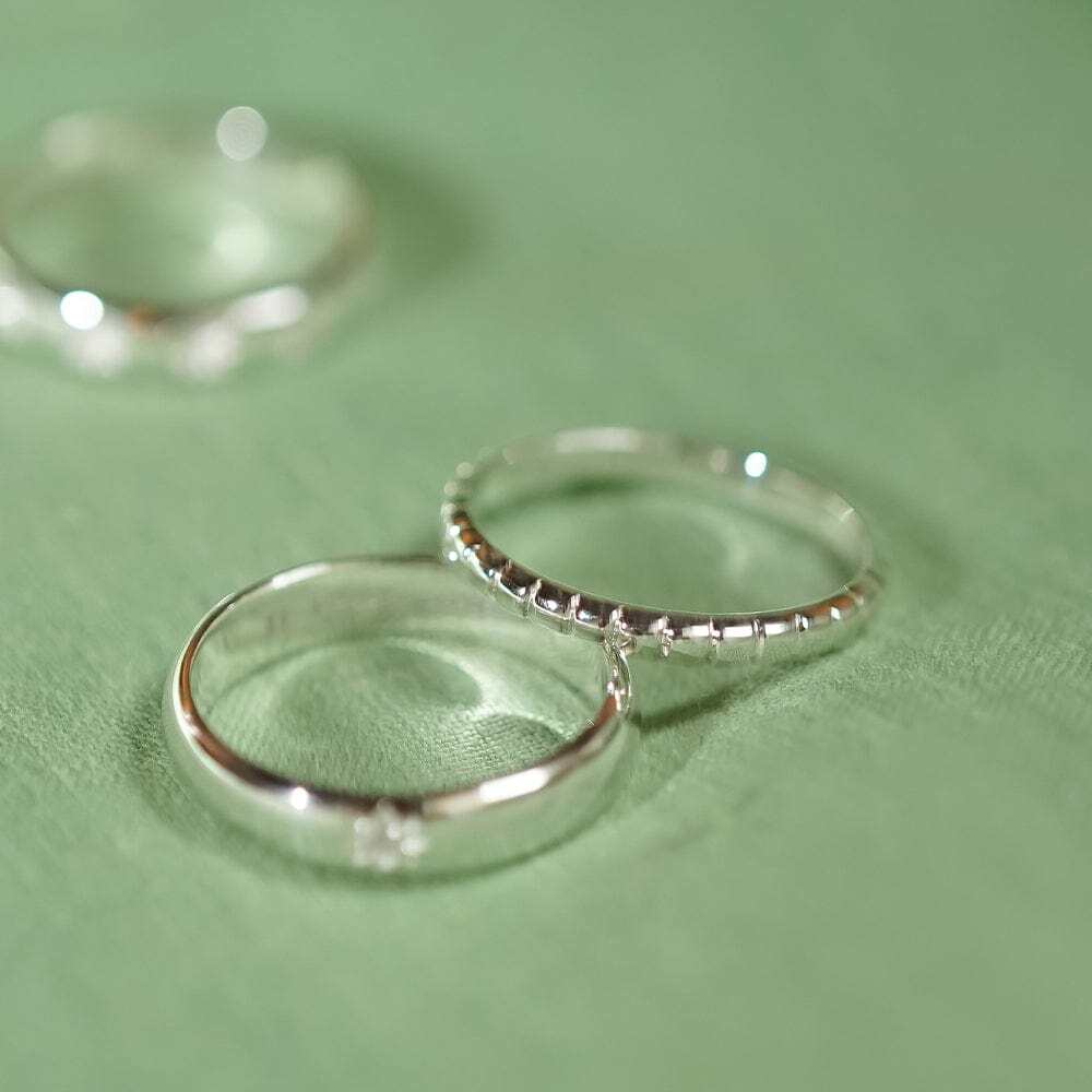Daisy London Sterling Silver Dainty Ridged Stacking Ring Additional Image - 2