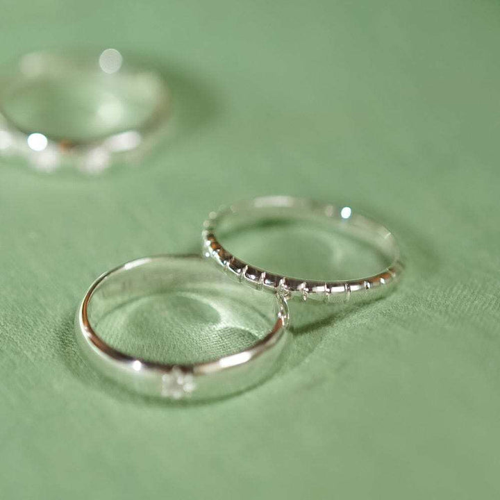 Daisy London Sterling Silver Dainty Ridged Stacking Ring Additional Image - 2