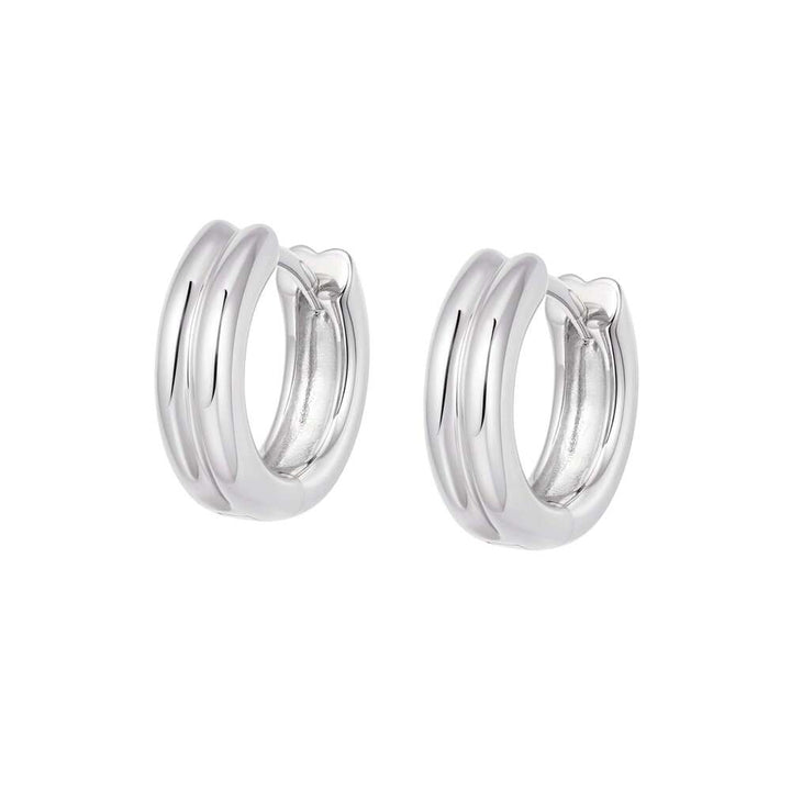 Daisy London Sterling Silver Double Ridge Huggie Hoop Earrings