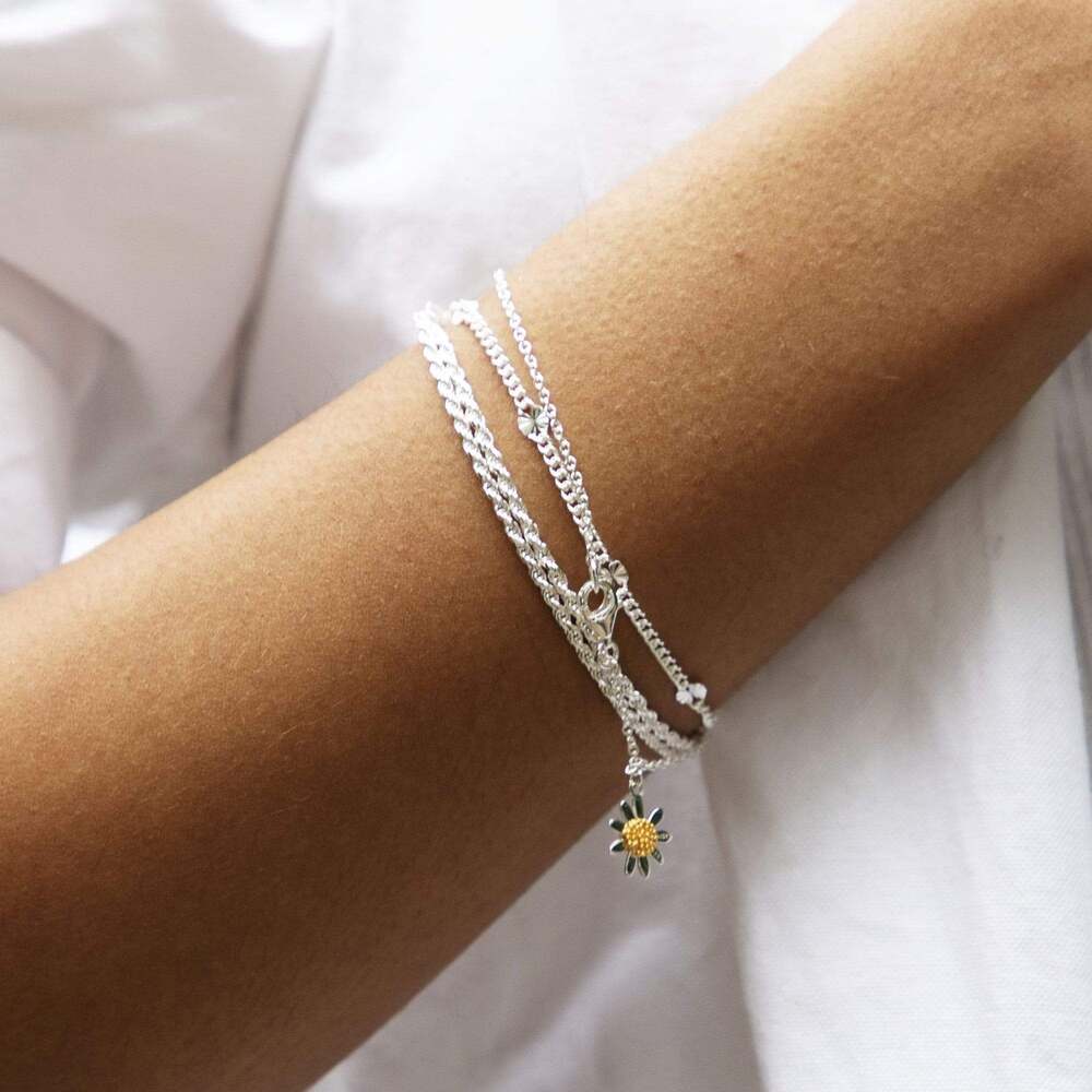 Daisy London Sterling Silver Double Rope Chain Bracelet Additional Image - 1