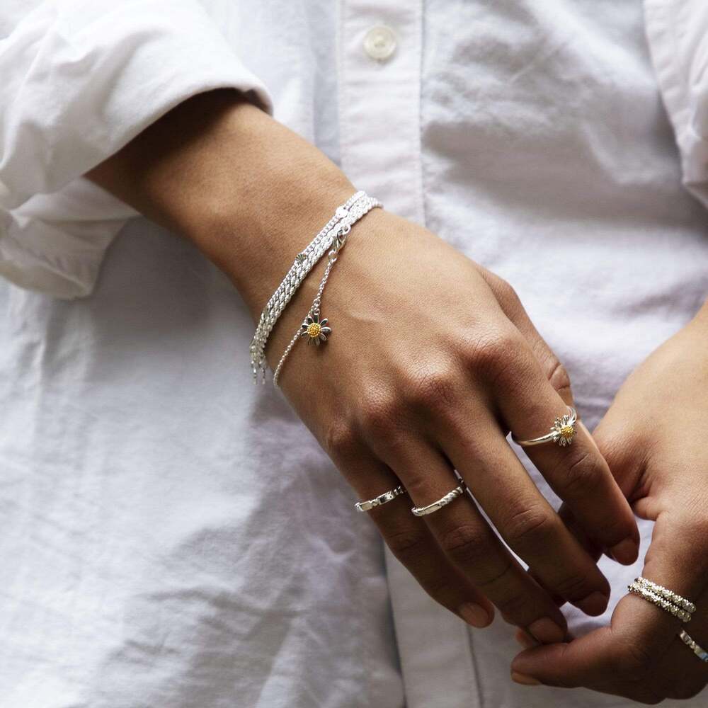 Daisy London Sterling Silver Double Rope Chain Bracelet Additional Image - 3