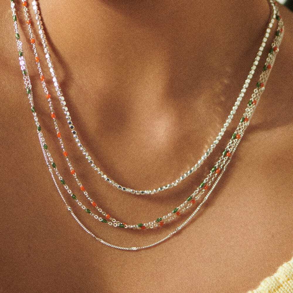 Daisy London Sterling Silver Enamel Beaded Necklace Additional Image - 2