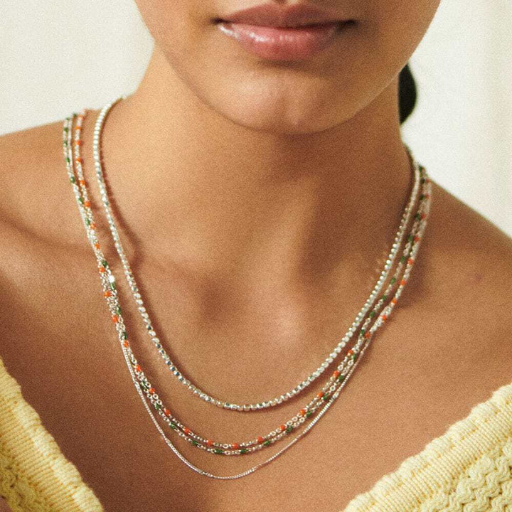 Daisy London Sterling Silver Enamel Beaded Necklace Additional Image - 4