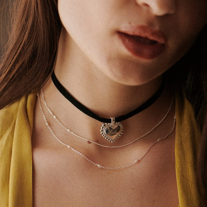 Daisy London Sterling Silver Engravable Bobble Heart Necklace