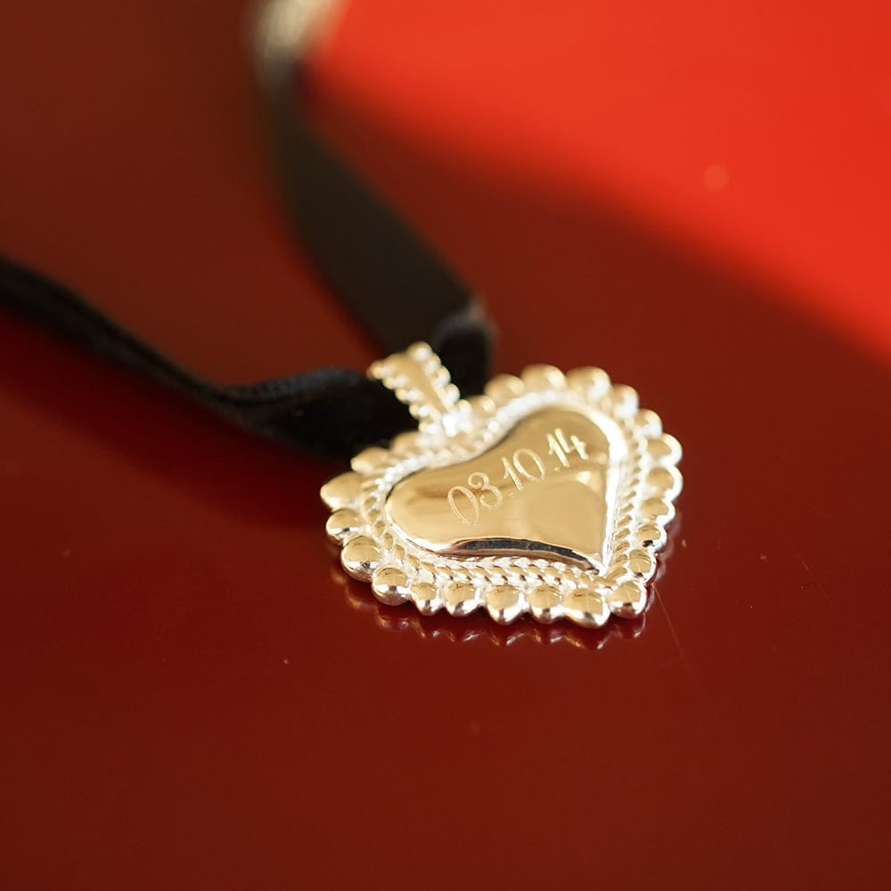 Daisy London Sterling Silver Engravable Bobble Heart Necklace Additional Image - 1