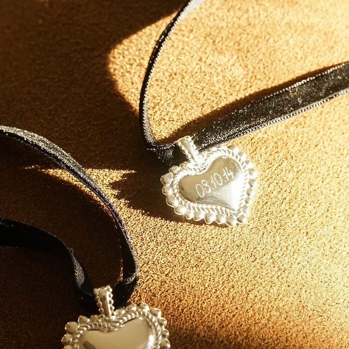 Daisy London Sterling Silver Engravable Bobble Heart Necklace Additional Image - 3