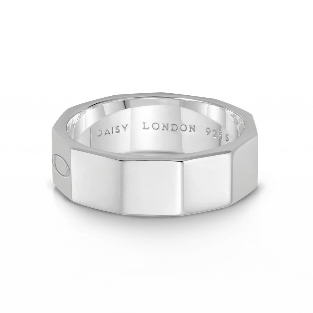Daisy London Sterling Silver Engravable Geometric Band Ring