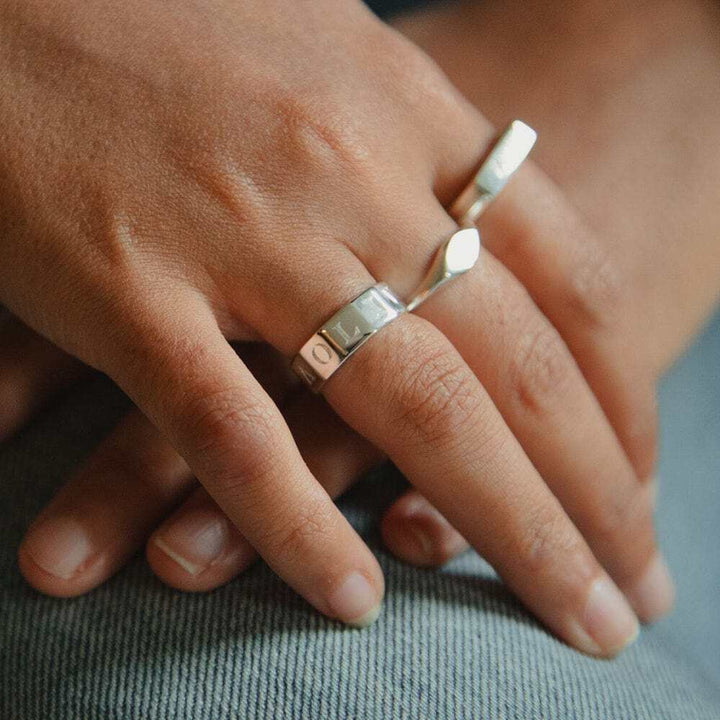 Daisy London Sterling Silver Engravable Geometric Band Ring Additional Image - 3