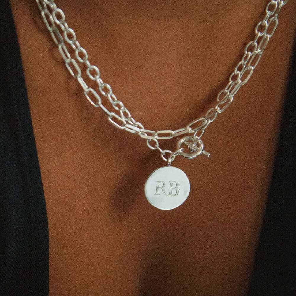 Daisy London Sterling Silver Engravable Medallion Necklace Additional Image - 1
