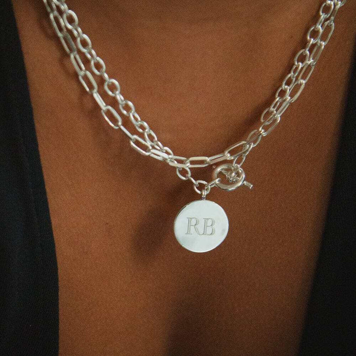 Daisy London Sterling Silver Engravable Medallion Necklace Additional Image - 1