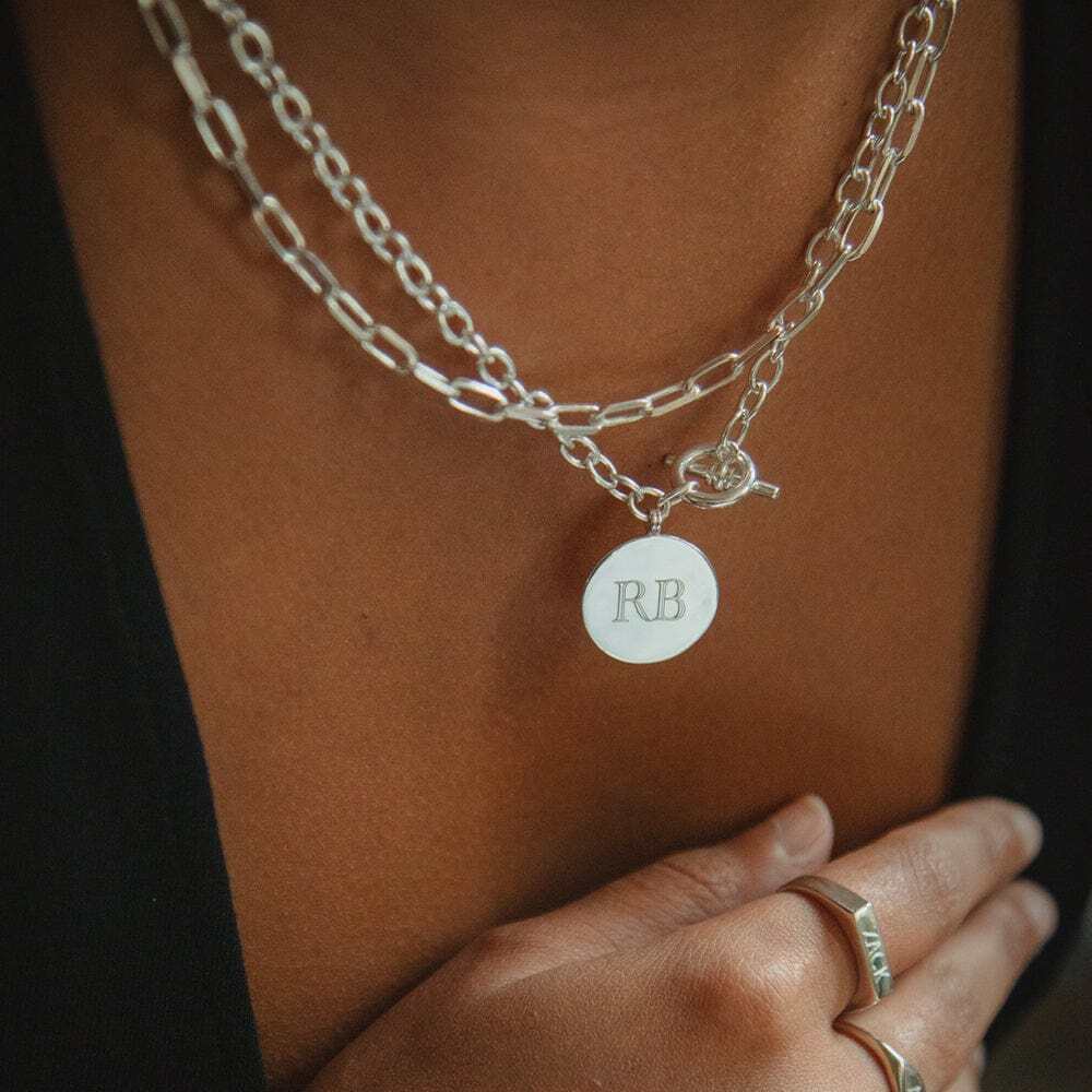 Daisy London Sterling Silver Engravable Medallion Necklace Additional Image - 3