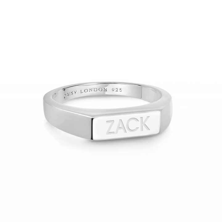 Daisy London Sterling Silver Engravable Rectangle Signet Ring