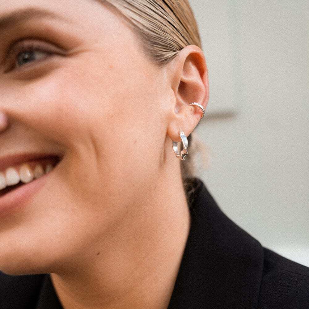 Daisy London Sterling Silver Estee Lalonde Flow Hoop Earrings Additional Image - 1